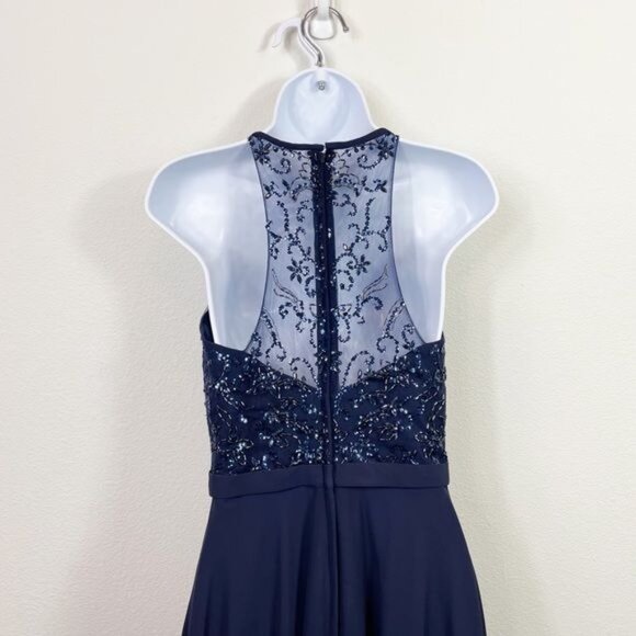 Mori Lee Sheer Beaded Bridesmaid Dress Gown Formal Black Tie Style 21506 Size 6 - Picture 8 of 15